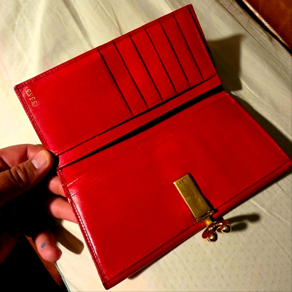 Red Leather Gucci Wallet